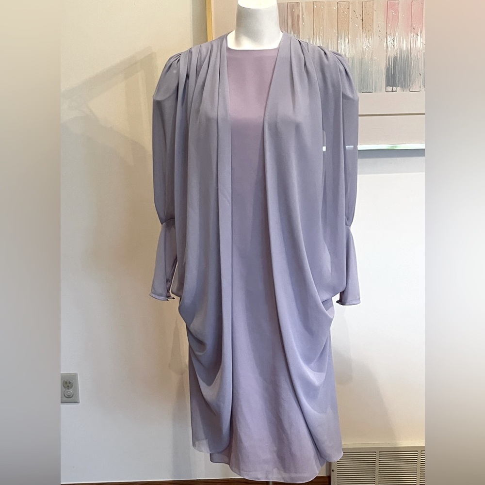 Vintage Ursula of Switzerland flowy dress with sheer overlay draping 12